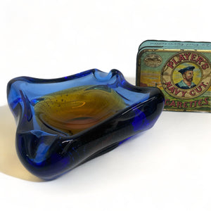 Blue Ashtray Murano Bubble Glass