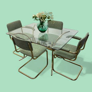 Marcel Breuer Dining Chairs & Dining Table 80s Cantilever Glass