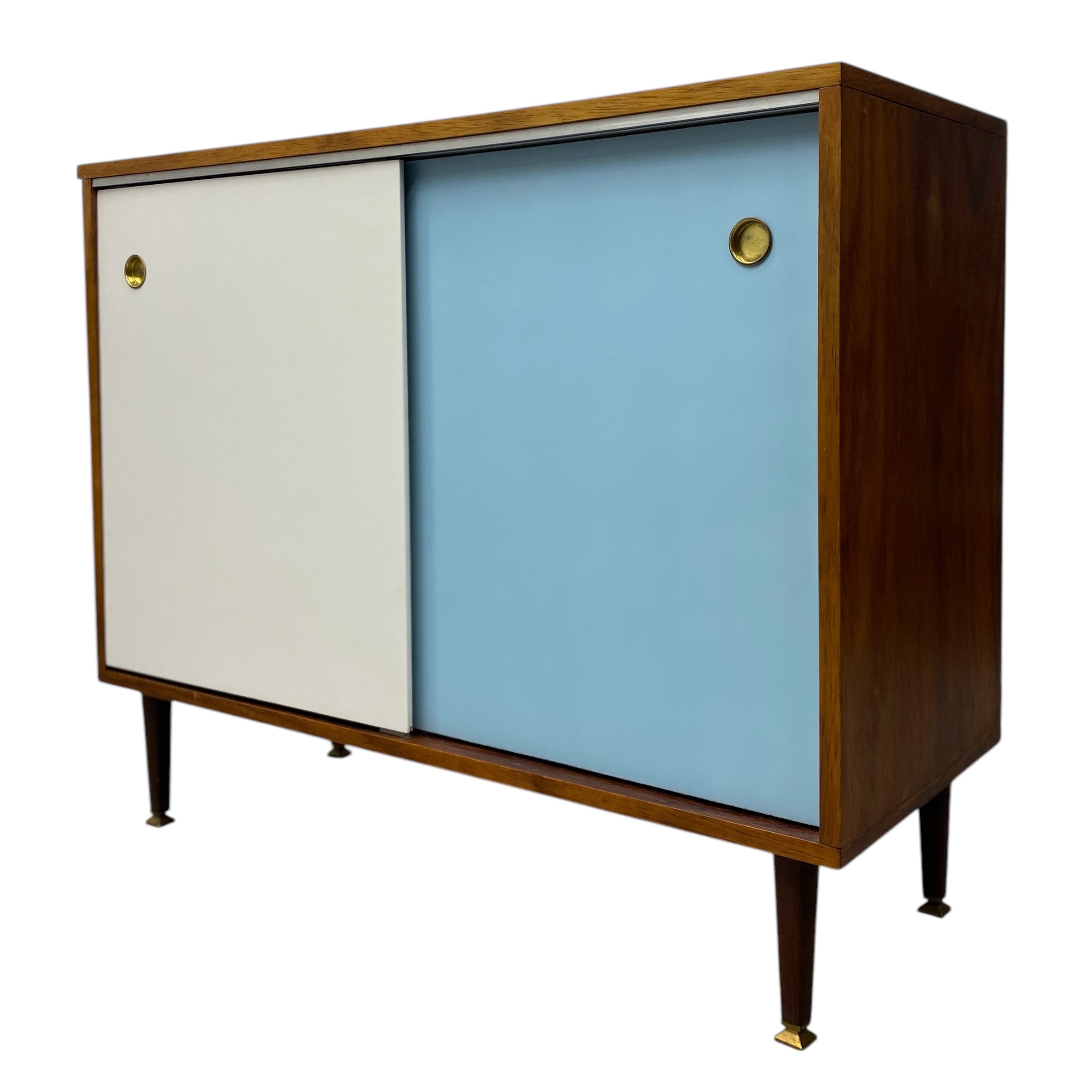 teak white blue sideboard