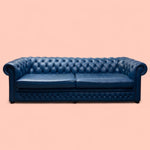 Load image into Gallery viewer, Chesterfield Sofa Leather Blue Four Seater
