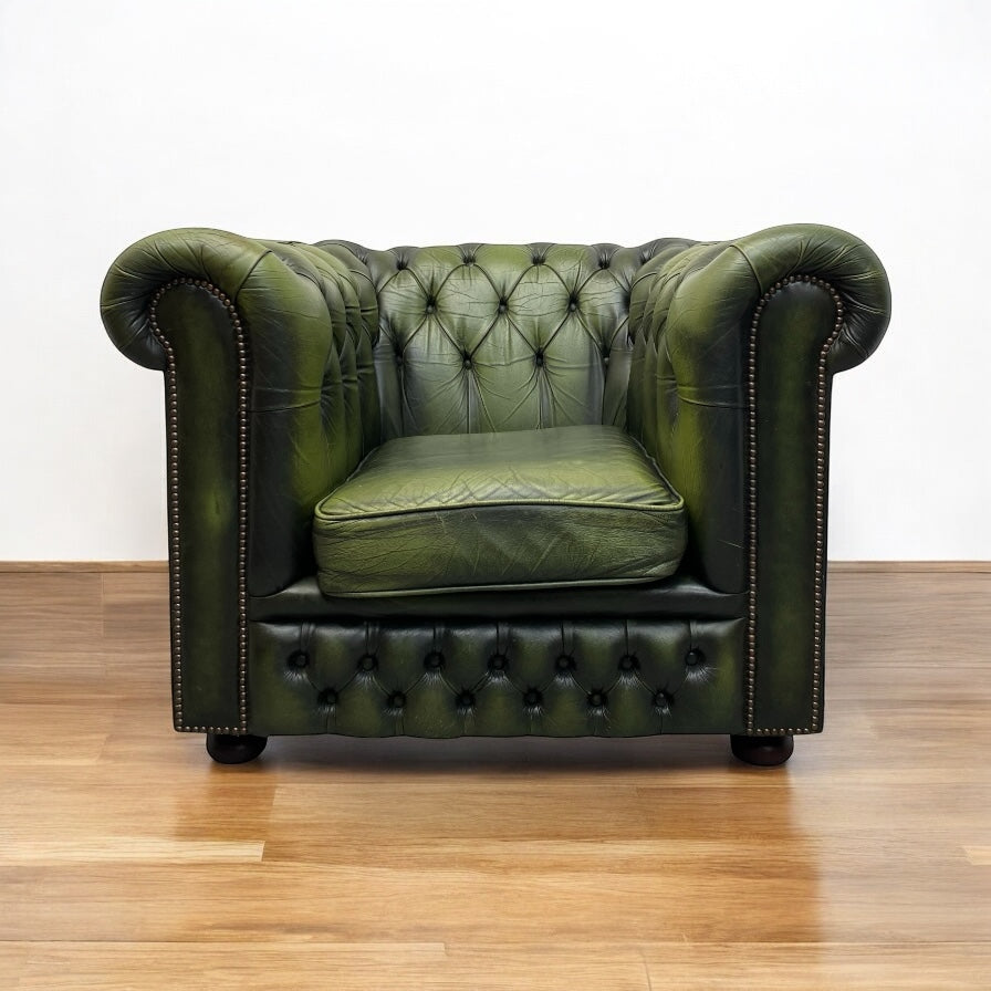 Room Set Chesterfield Chair Green Leather