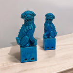 Load image into Gallery viewer, Shelf Foo Dogs China Pair Of Turquoise Enamel Porcelain 21cm
