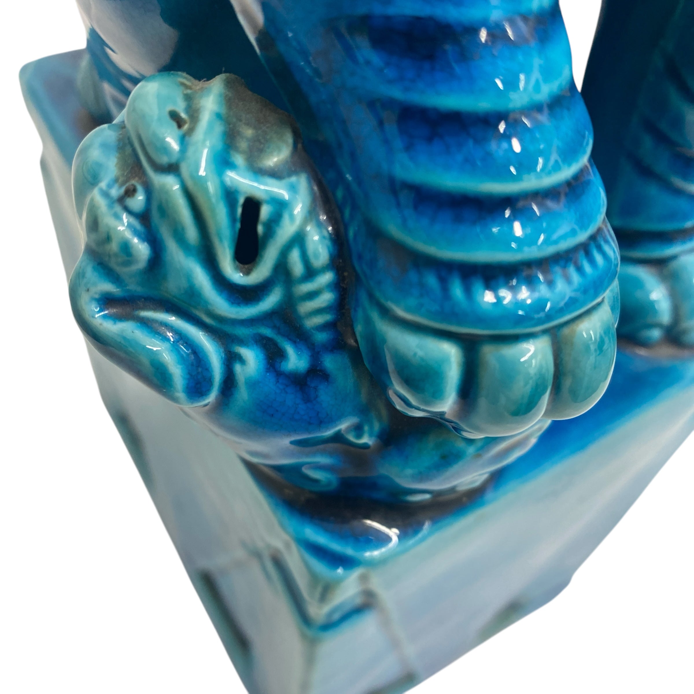 Paw Foo Dogs China Turquoise Enamel Porcelain Large