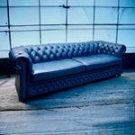 Load image into Gallery viewer, Industrial Room Set Chesterfield Sofa Leather Blue Four Seater
