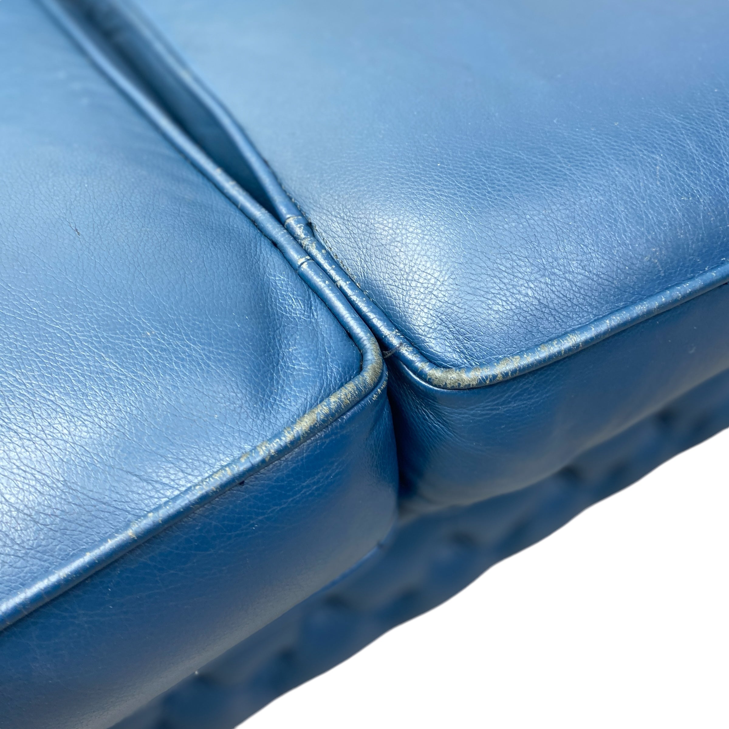 Blue leather seat cushion