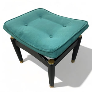 Green Velvet Vintage Stool Ebonised 1950s G Plan