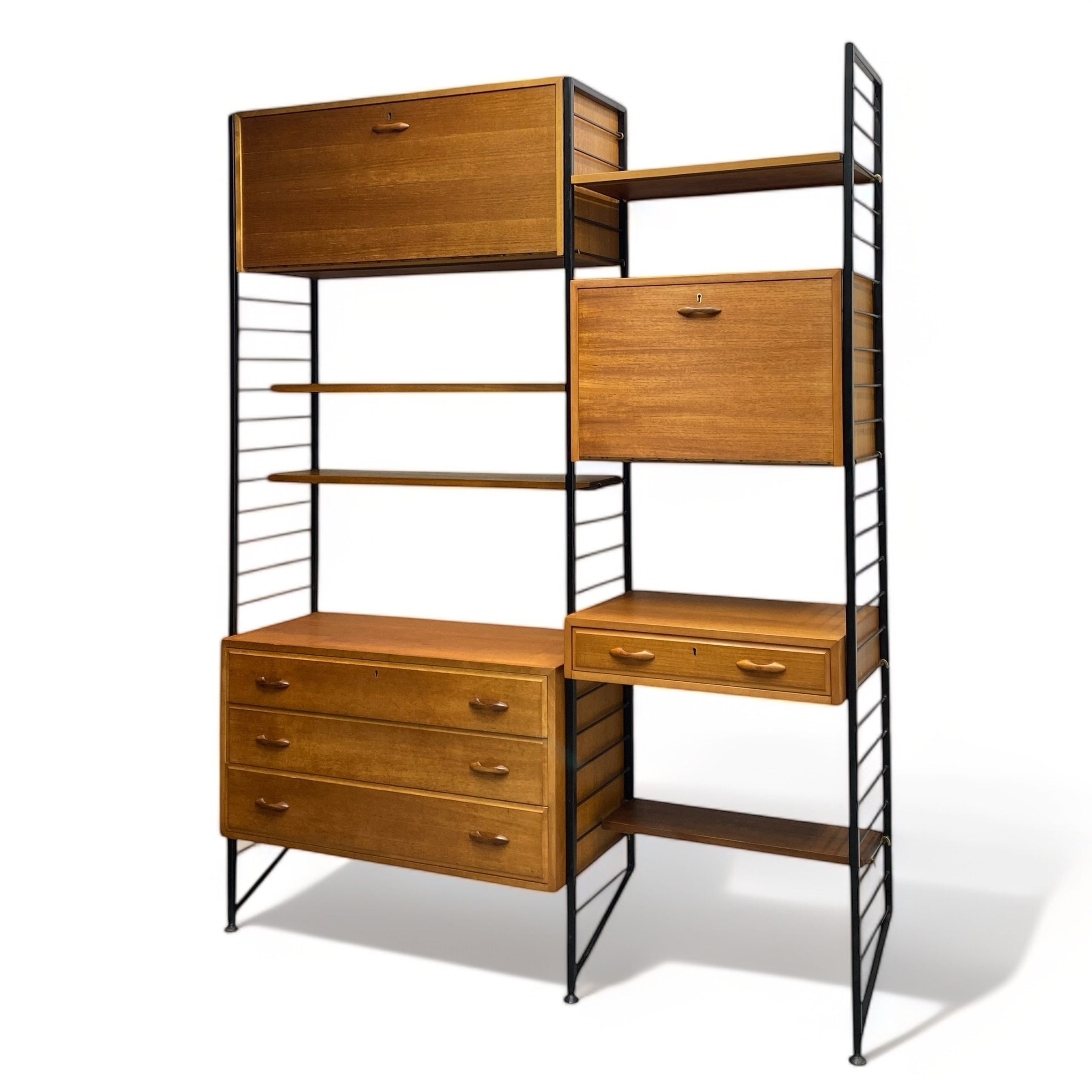 Teak Ladderax Shelving Drawers Drinks Cabinet