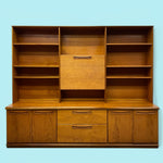 Load image into Gallery viewer, Wall Unit Shelving Cocktail Cabinet Drawers Teak Vintage Meredew
