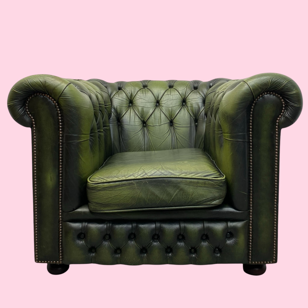 Chesterfield Chair Green Leather