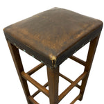 Load image into Gallery viewer, Leather Top Vintage School Stool Brown Leather
