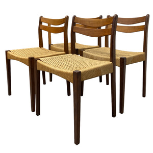 Set Of Four Dining Chairs Papercord Arne Hovmand Olsen Mogens Kold