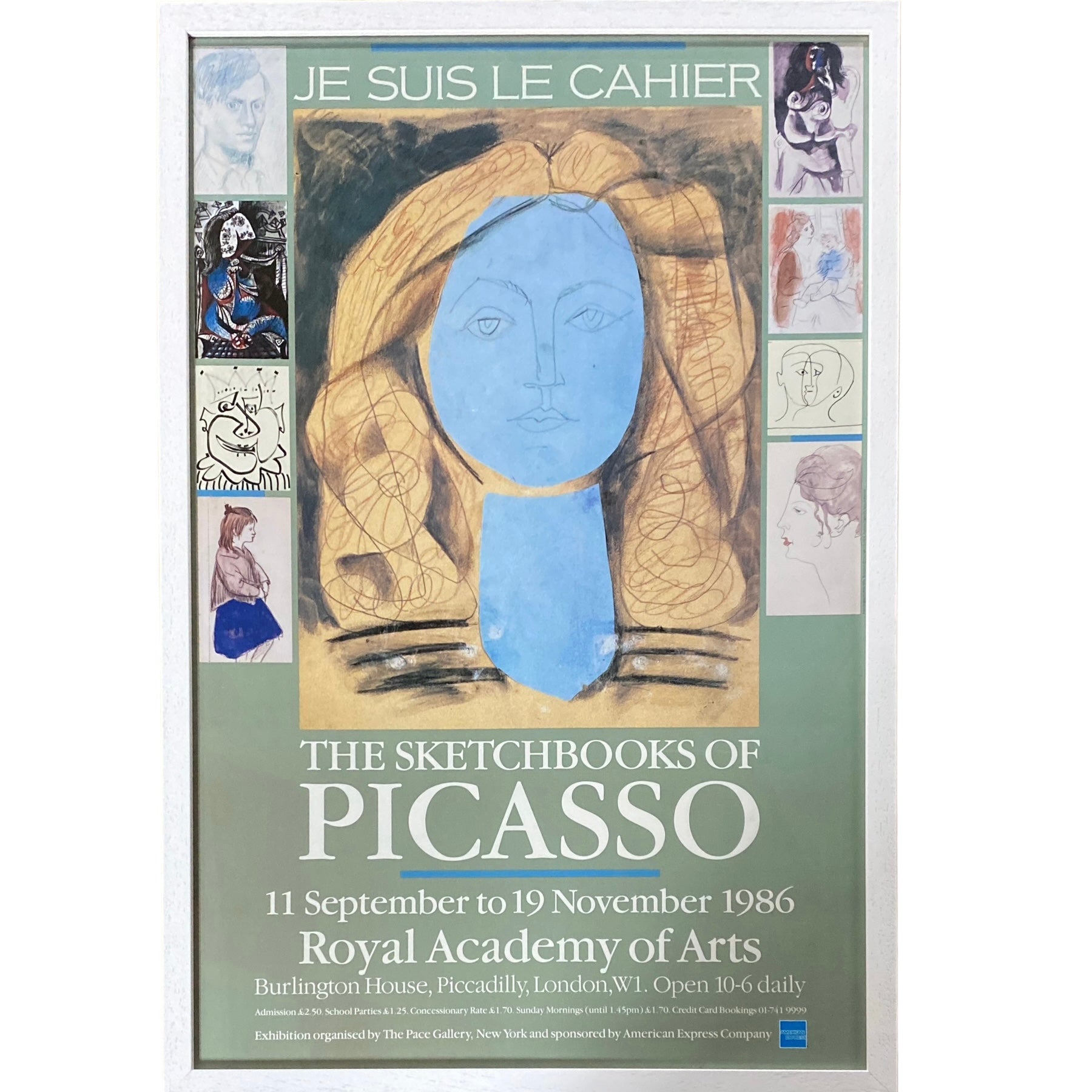 White Textured Frame Picasso Exhibition Poster 1986 Framed