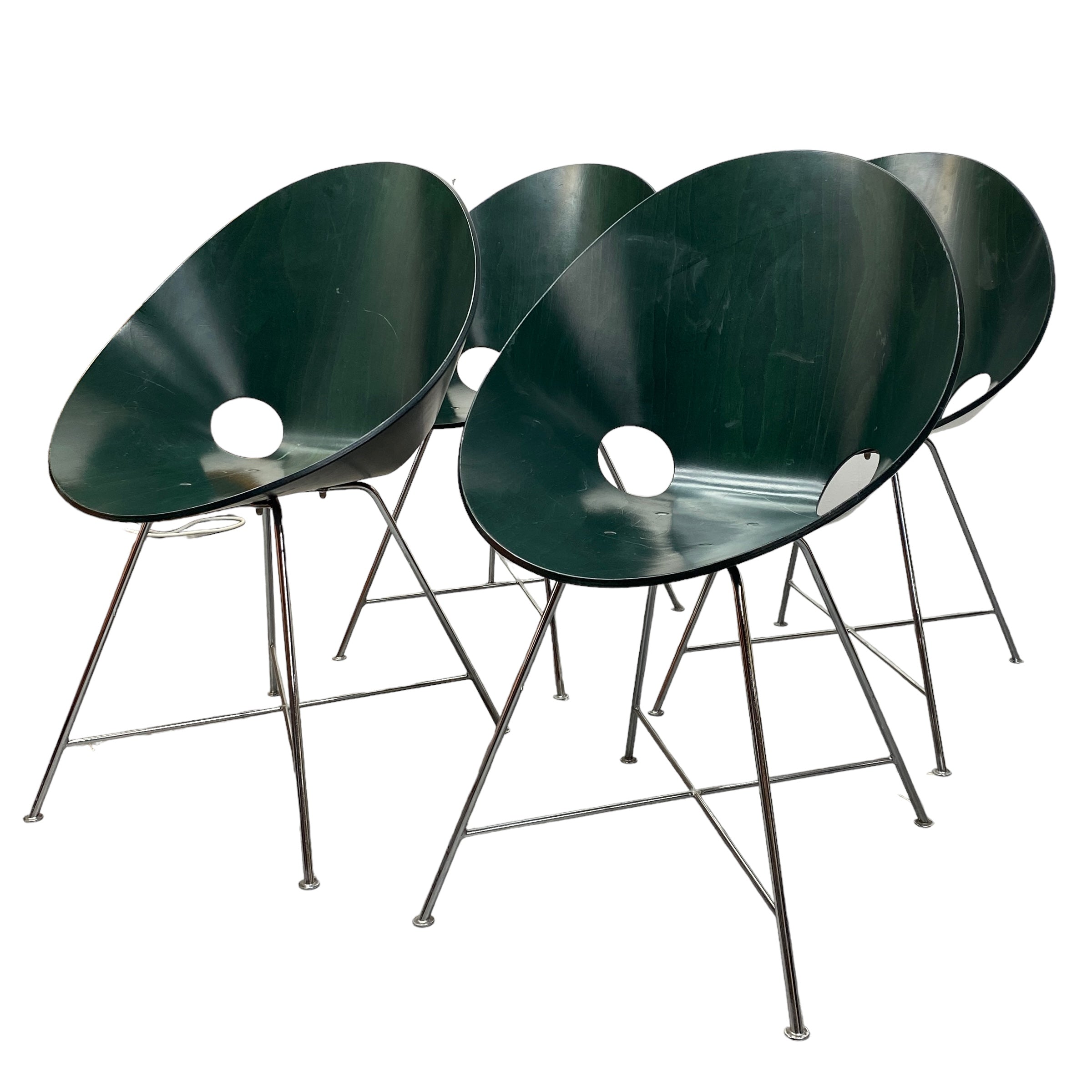 green Plywood Dining Chairs Eddie Harlis Thonet