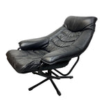 Load image into Gallery viewer, Reclined Black Leather Swivel Chair Norwegian Skoghaug
