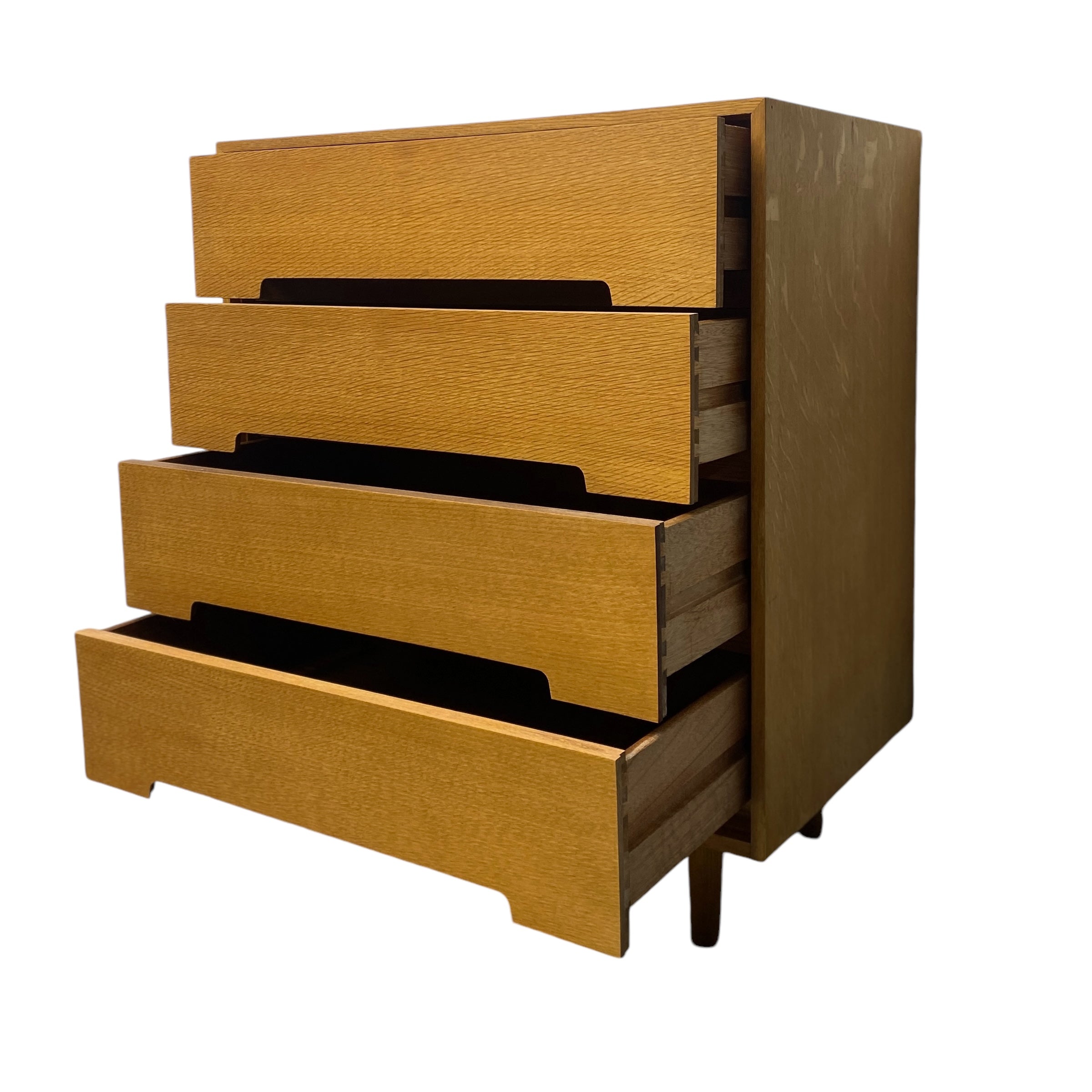 open drawers Oak Veneer Chest Of Drawers 1960s Stag