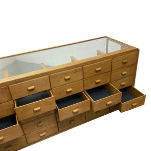 OPEN DRAWERS LINED GREY WOOL