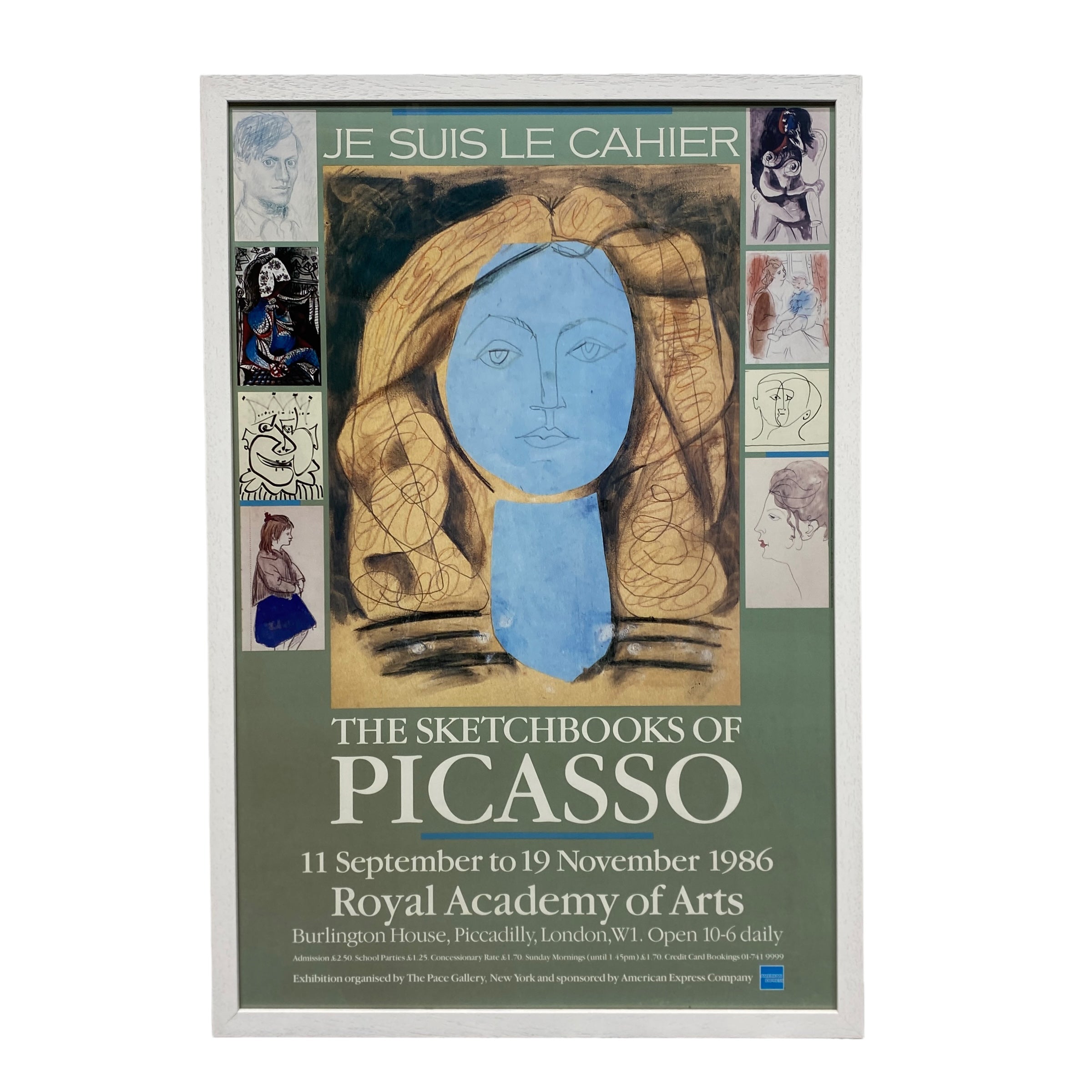 White Background Picasso Exhibition Poster 1986 Framed