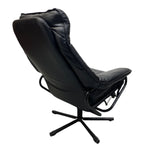 Load image into Gallery viewer, Back Of Black Leather Swivel Chair Norwegian Skoghaug
