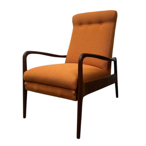 Afromosia Lounge Chair Greaves & Thomas Recliner Orange Camira