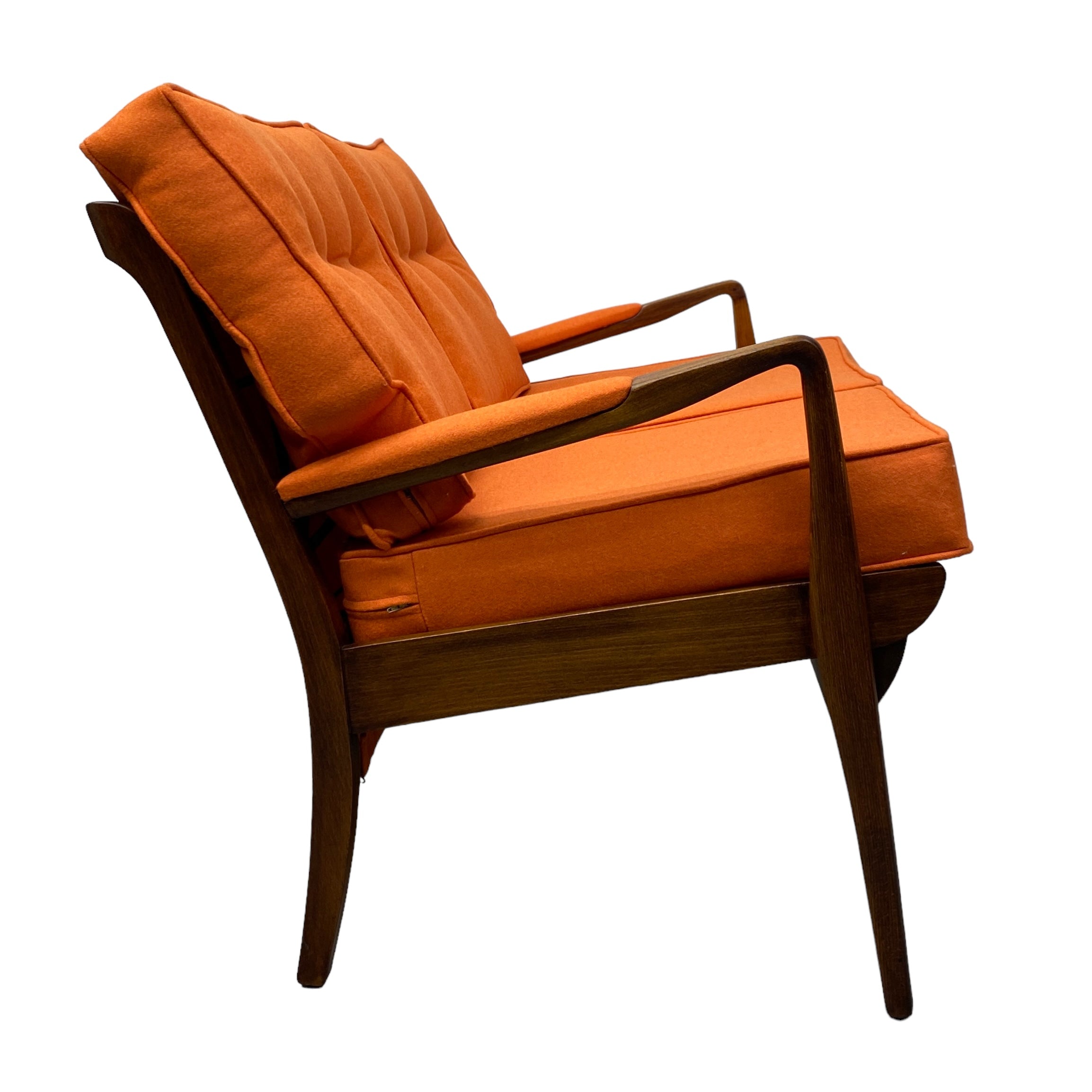 Side On Midcentury Sofa Orange Two Seater Cintique