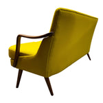 Load image into Gallery viewer, Splayed Legs Midcentury Sofa Teak Yellow Wool Three Seater
