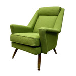 Load image into Gallery viewer, Teak And Brass Feet Lounge Chairs 60s Pair Green Camira
