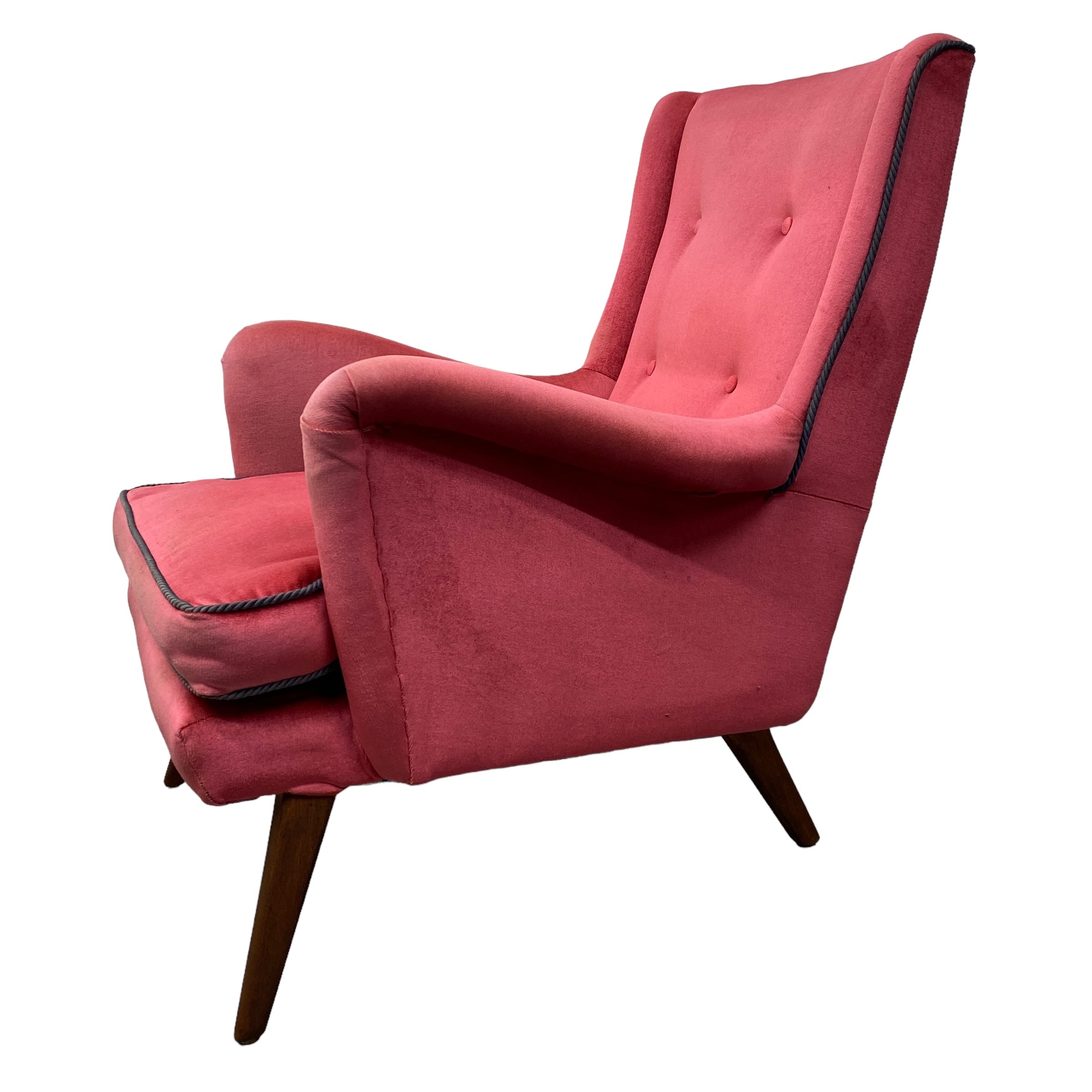 curved arms Vintage Lounge Chair Pink Velvet