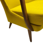 Load image into Gallery viewer, teak arm and legs Midcentury Sofa Teak Yellow Wool Three Seater
