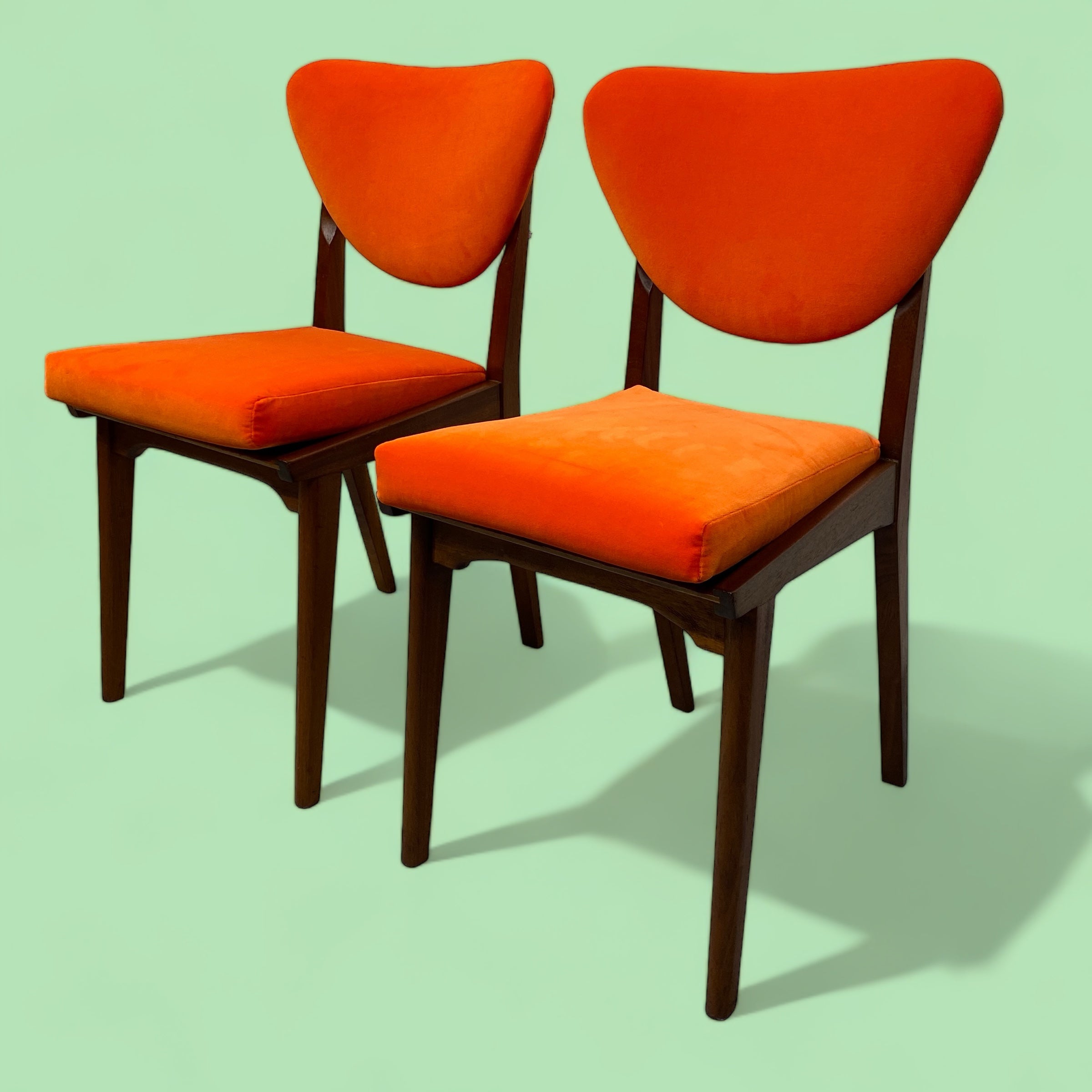 Vintage Bedroom Chairs Pair Orange Velvet