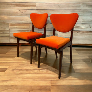 Room Set Vintage Bedroom Chairs Pair Orange Velvet