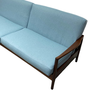 Four Seater Sofa Blue Wool