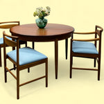 Load image into Gallery viewer, G Plan Dining Table Midcentury Circular Extendable  And McIntosh Dining Chairs
