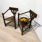 Load image into Gallery viewer, Room Set Pair of Carved Nordic Oak Corner Chairs
