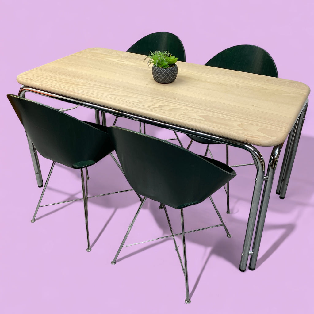 Dining Table Beech Chromed Steel