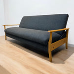 Load image into Gallery viewer, Oak Flooring Midcentury Sofa Bed Danish Influence Reupholstered Camira Fabric
