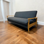 Load image into Gallery viewer, Parquet flooring Midcentury Sofa Bed Danish Influence Reupholstered Camira Fabric
