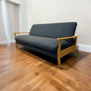 Parquet flooring Midcentury Sofa Bed Danish Influence Reupholstered Camira Fabric