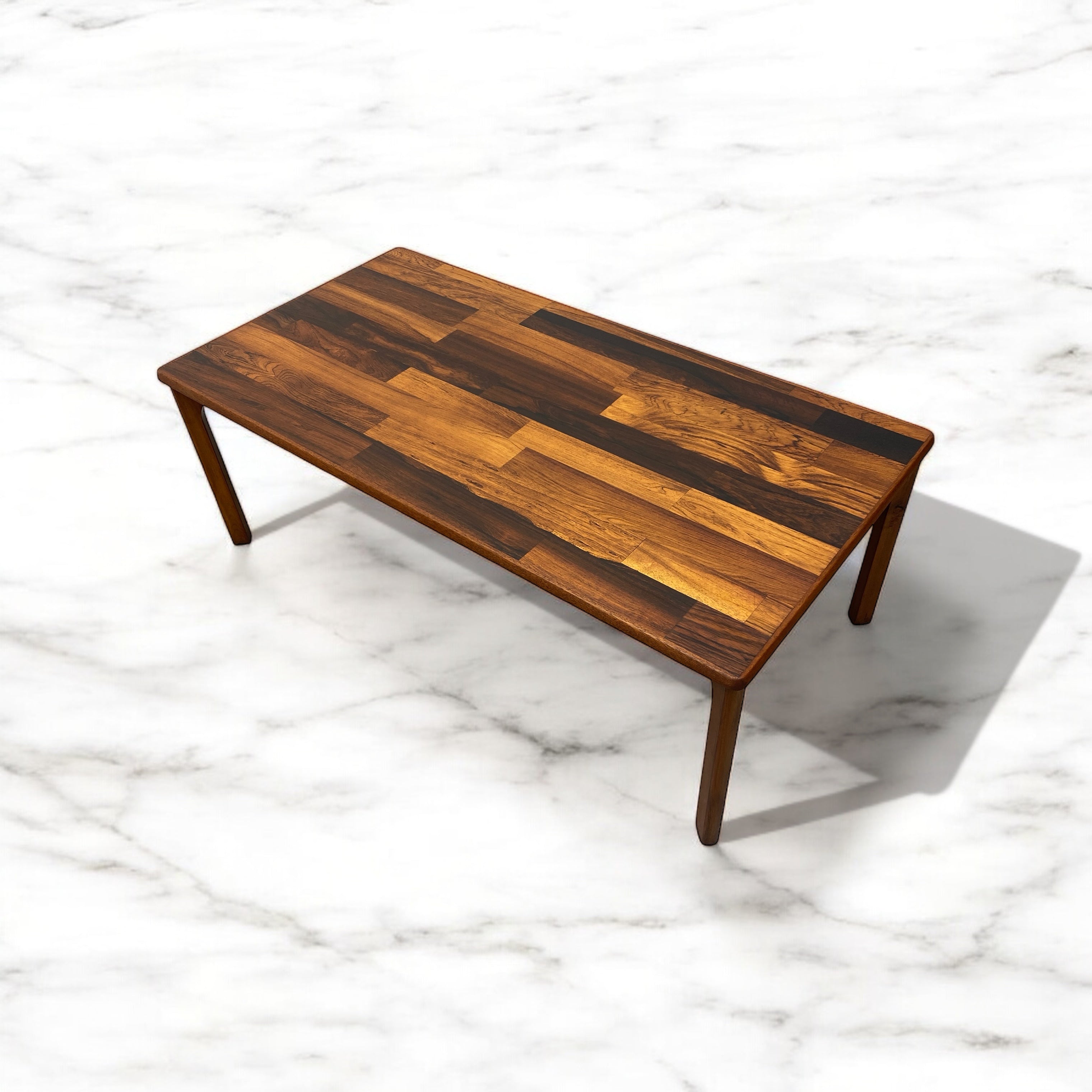 Marble Foor And Coffee Table Rosewood Rectangular Midcentury