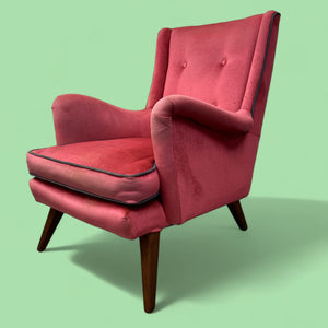 Vintage Lounge Chair Pink Velvet