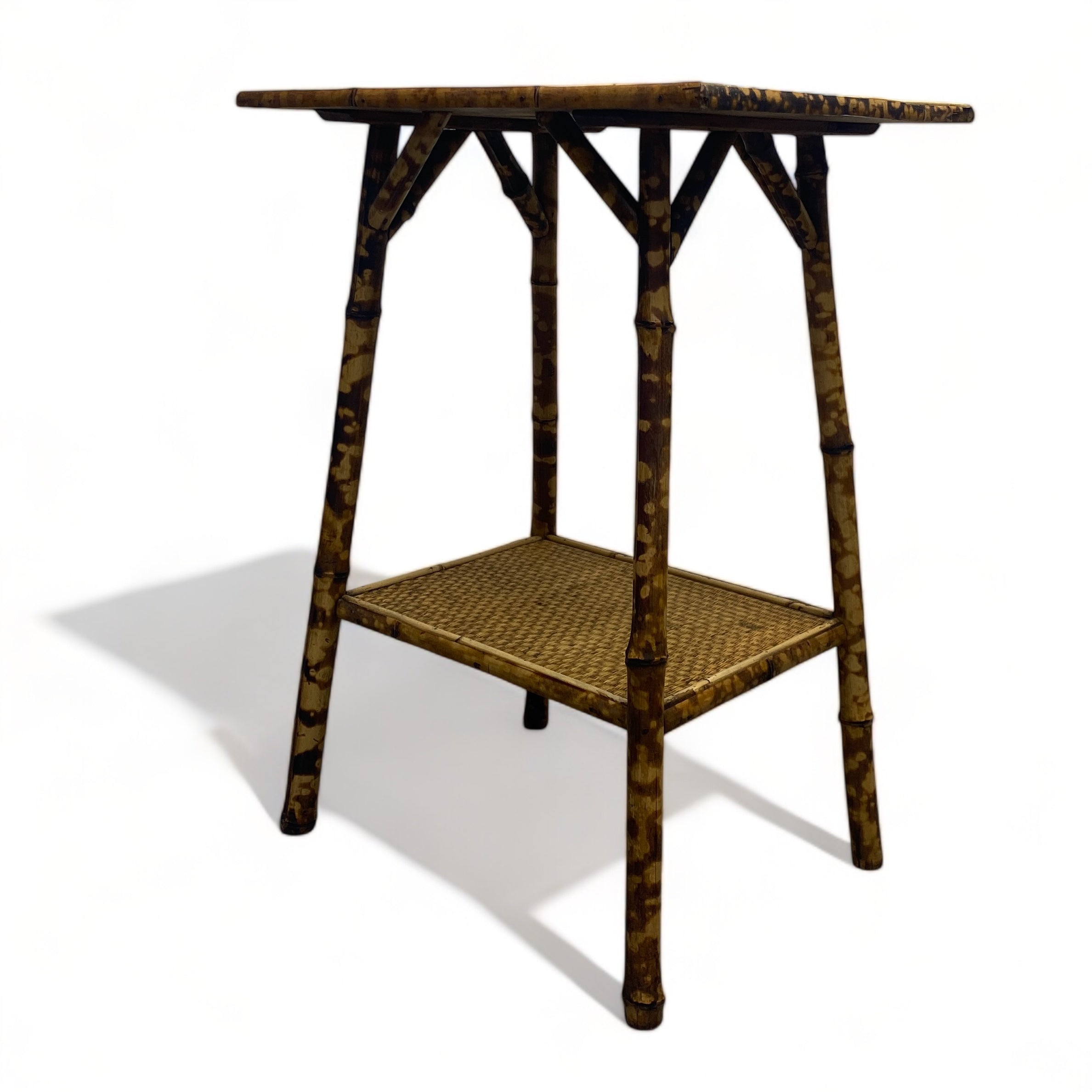 Vintage Side Table Plant Stand Tiger Bamboo Antique