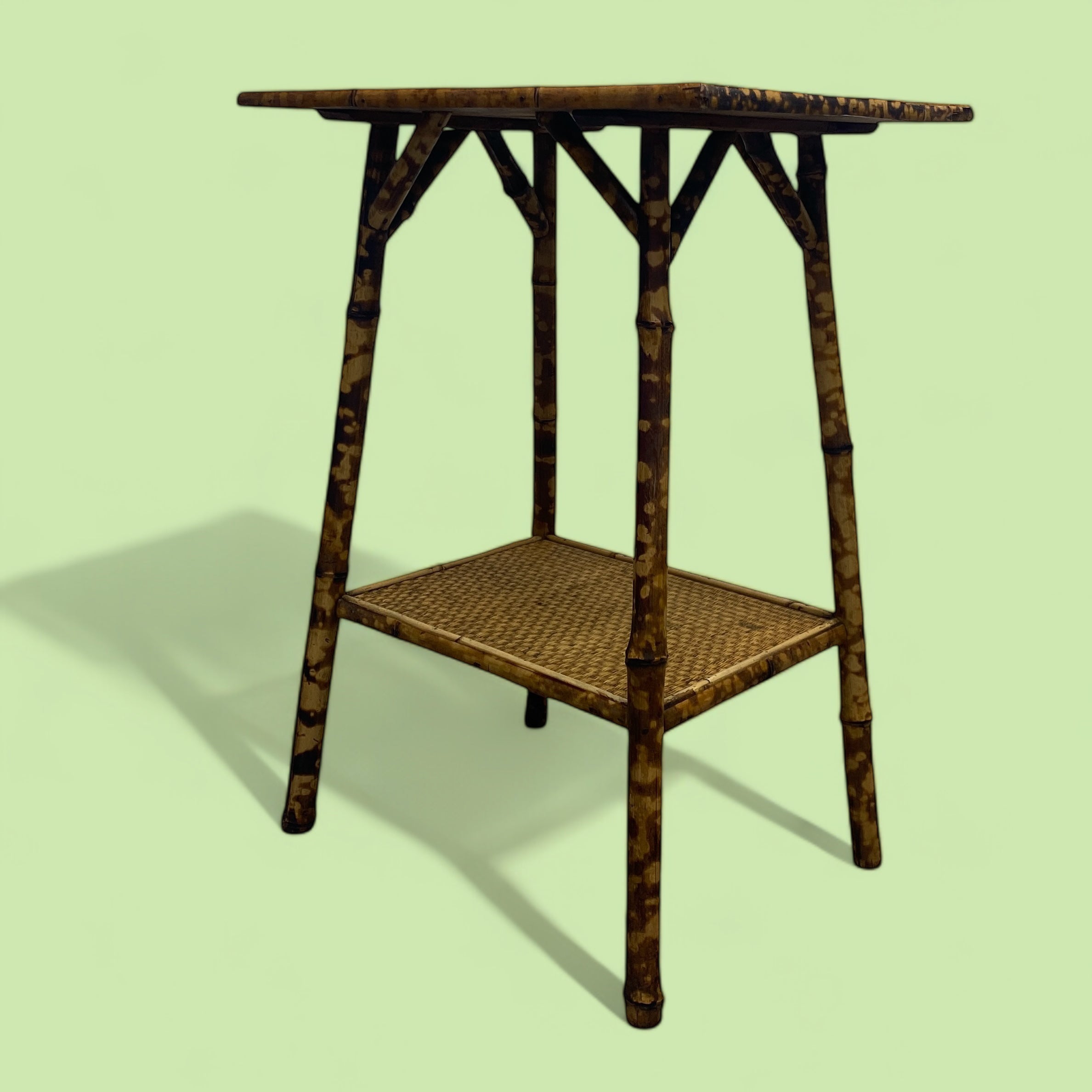 Vintage Side Table Plant Stand Tiger Bamboo