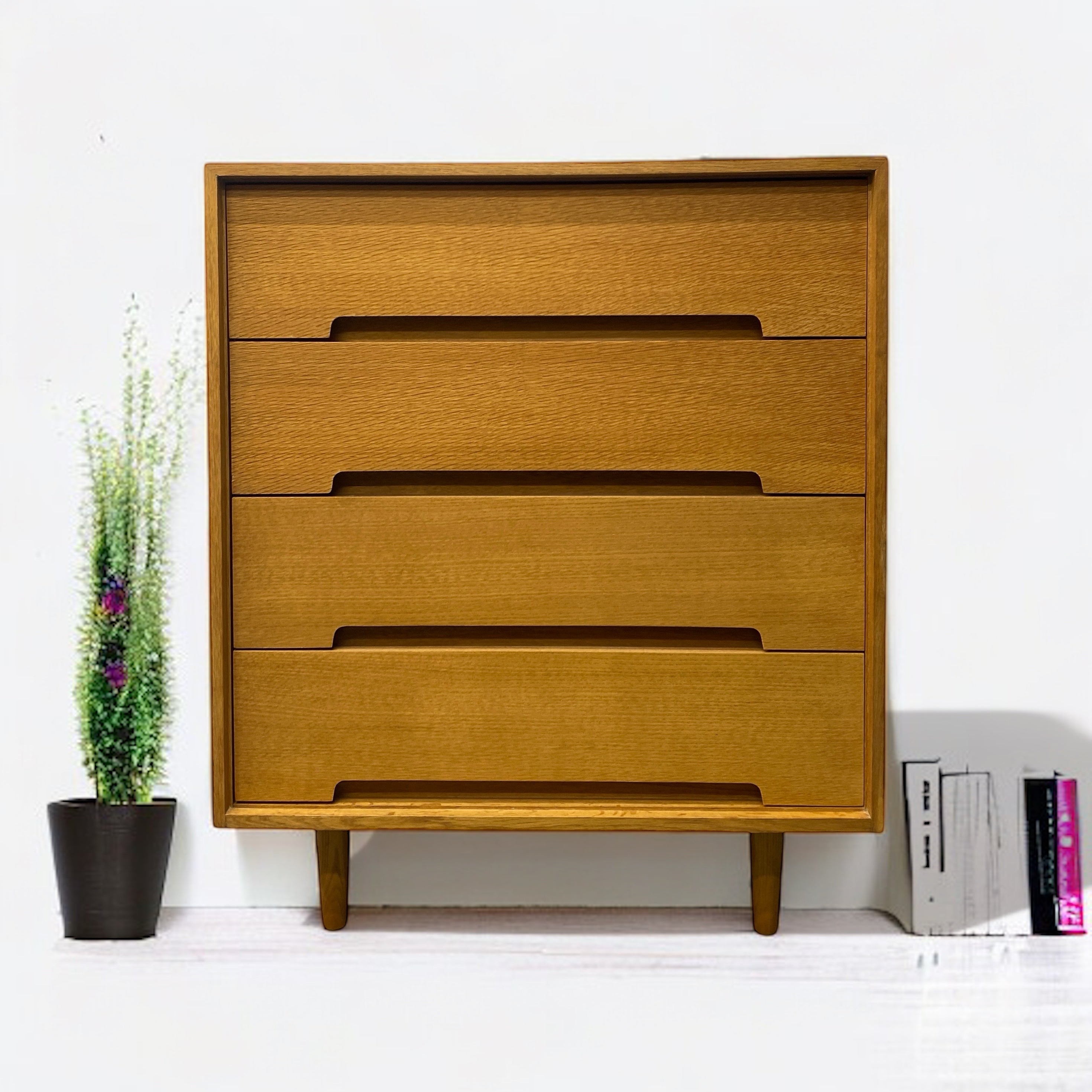 Rom Set Oak Veneer Chest Of Drawers 1960s Stag