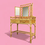 Load image into Gallery viewer, Vintage Dressing Table Bamboo Rattan Boho
