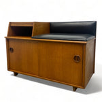 Load image into Gallery viewer, Teak Telephone Table Chippy Heath 1960s Black Vinyl Seat
