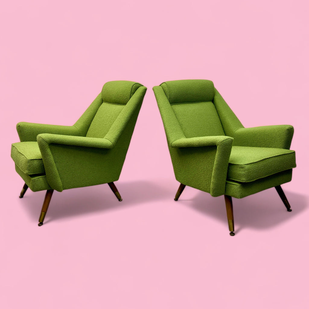 Lounge Chairs 60s Pair Green Camira