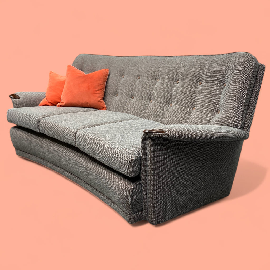 1950s Sofa Grey Orange Three Seater