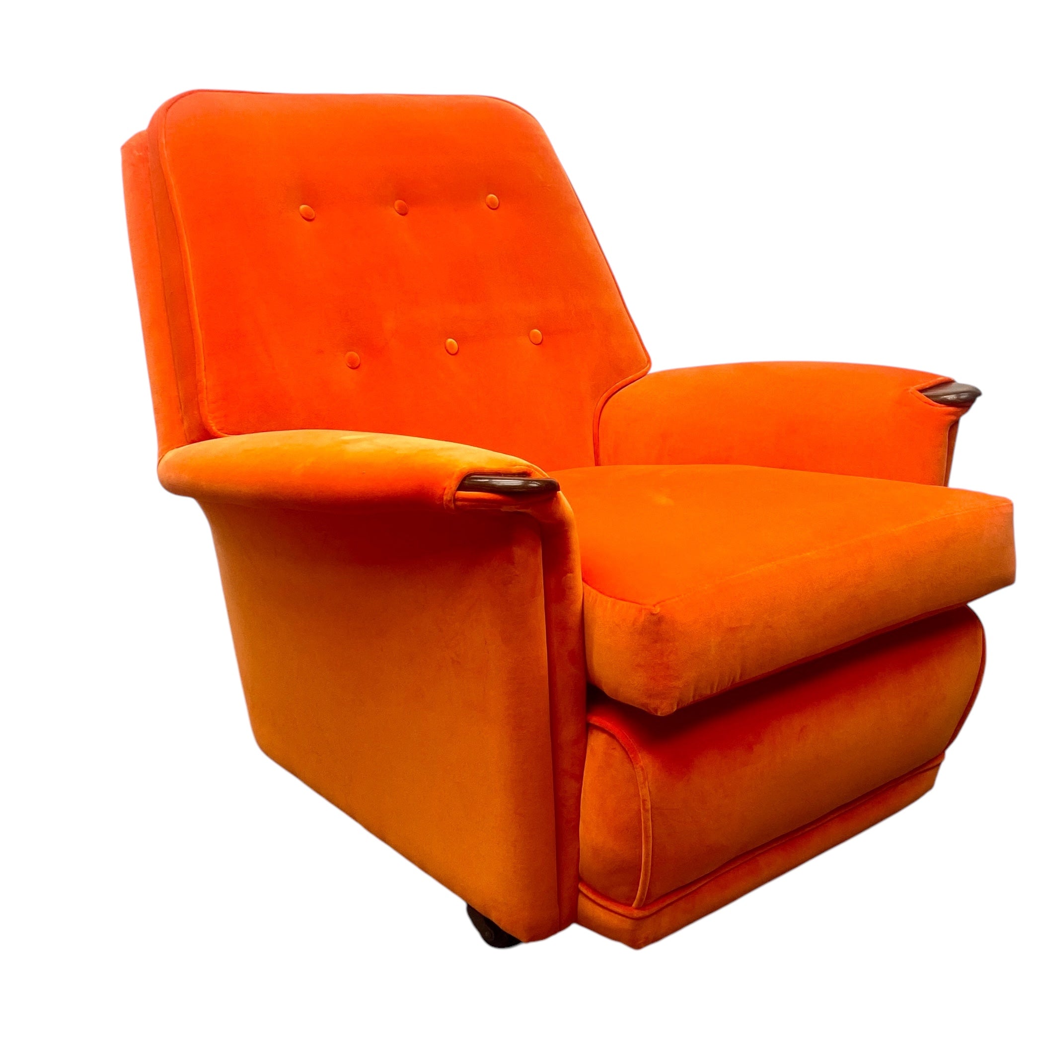 Side On 1950S Armchair Orange Velvet