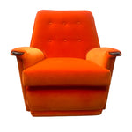 Load image into Gallery viewer, Front On 1950S Armchairs Orange Velvet Pair Of
