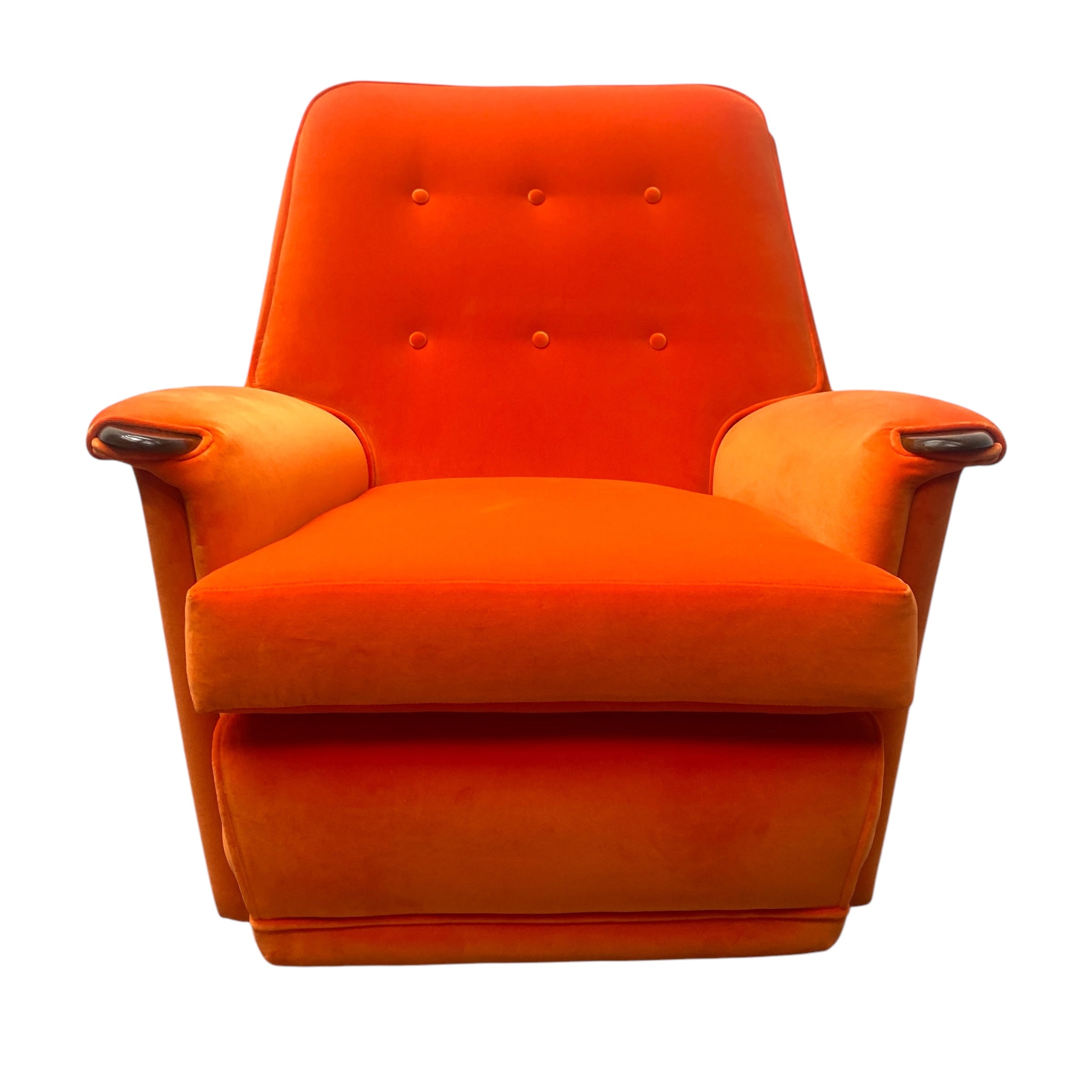 Front Of 1950S Armchair Orange Velvet