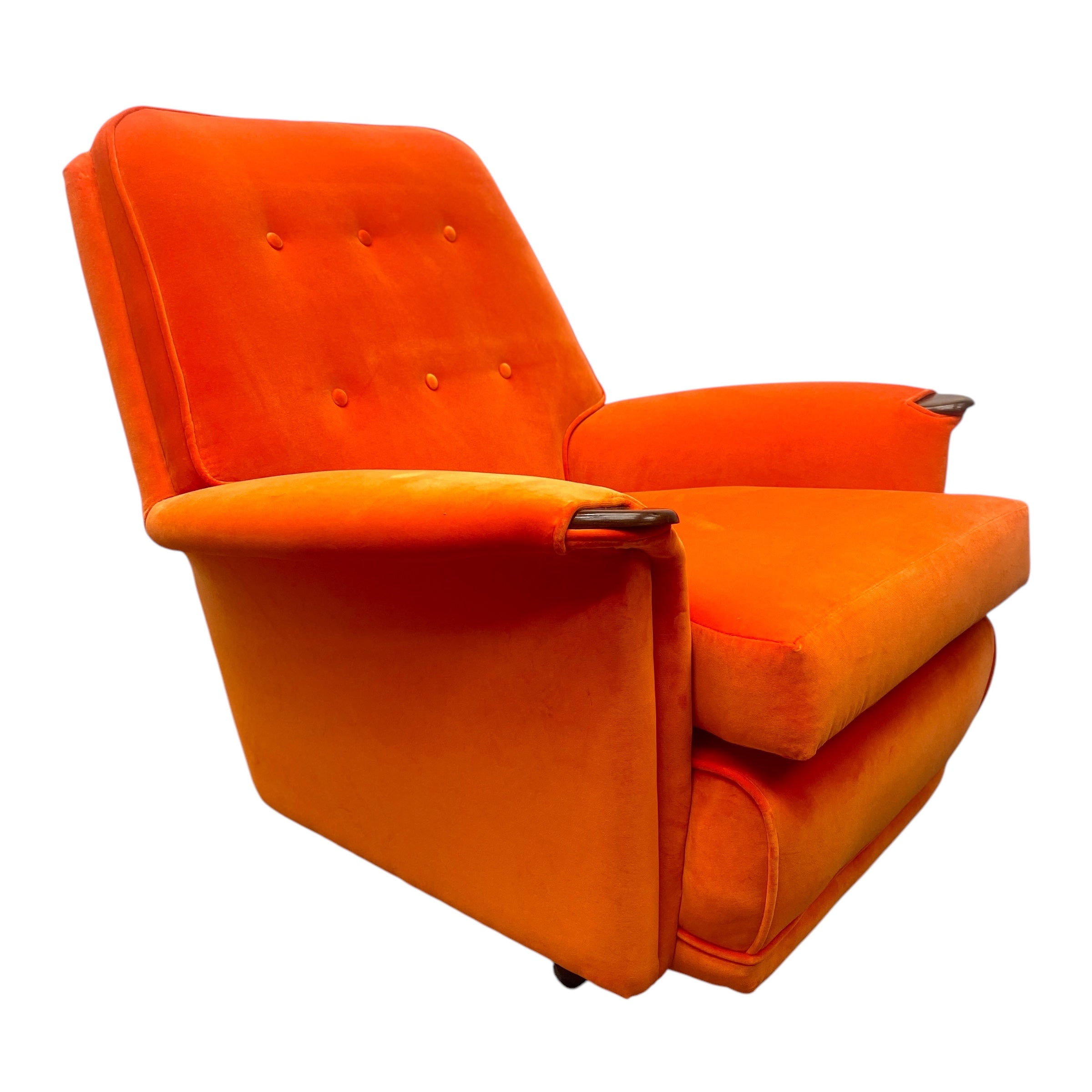 Buttoned Back 1950S Armchair Orange Velvet